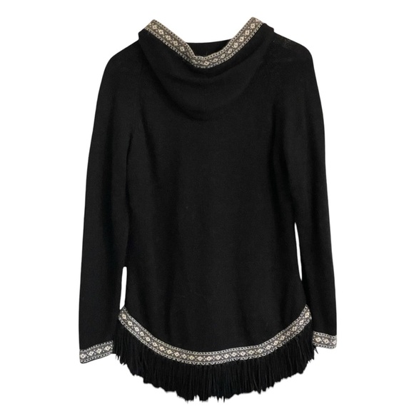 The Alpaca Connection Sweater Women Size Small Black Wool Hooded Fringe - Picture 7 of 8